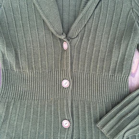 Like New Forest Green Cardigan Ribbed Button Sweater 1097 - Picture 2 of 6